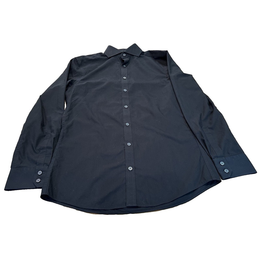 Charles Tyrwhitt Mens Extra Slim Fit Black Button Up Dress Shirt Size 14 1/2 33